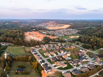 Aerial view of houses